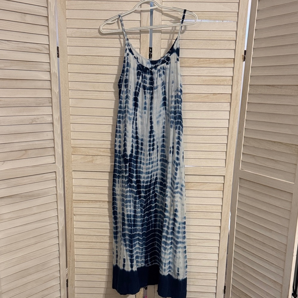 NATURAL LIFE Navy and White Tie-Dye Maxi Dress